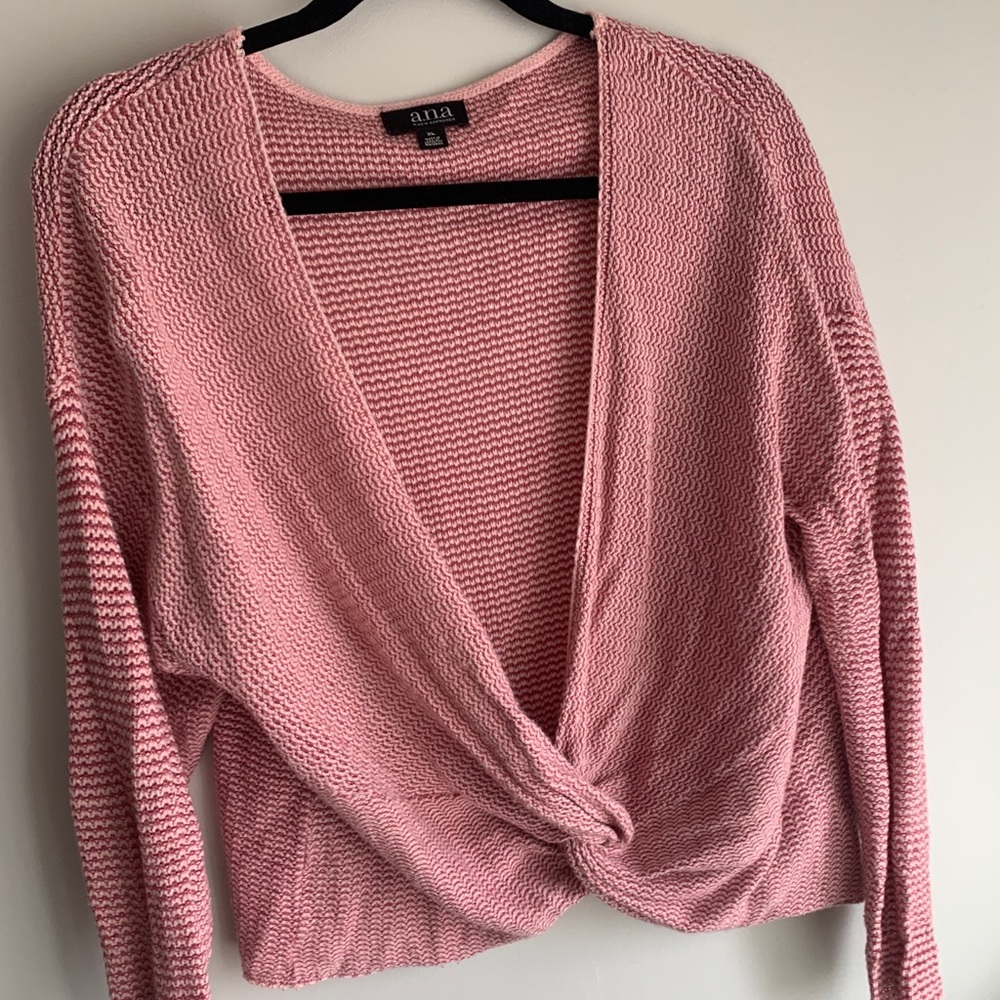 a.n.a JCPenney pink twist front sweater